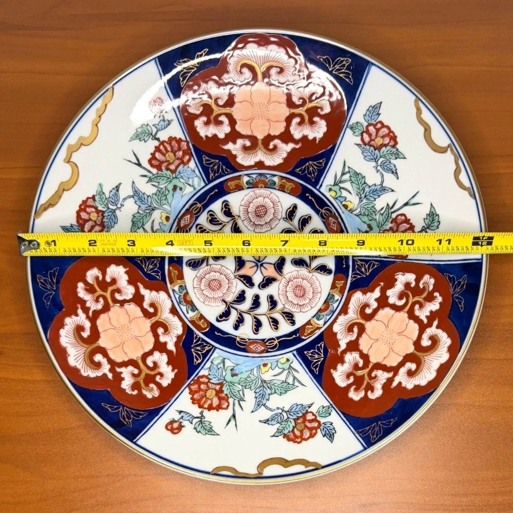 Gold Imari Hand Painted Japanese Porcelain Charger Plate 12.25 Inch Floral Arita